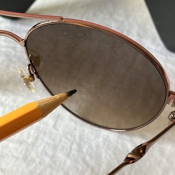 Kate Spade:Rose Gold Aviator (Joshelle) Sunglasses-case & cloth-brown lens-flaws - Picture 16 of 16